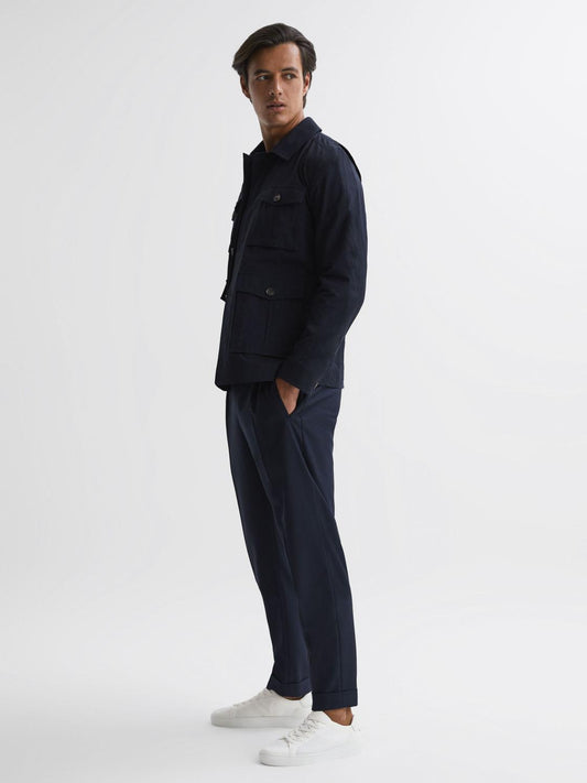 Reiss Trainers | Finley Knit Knit Leather Low Top Trainers White - Men