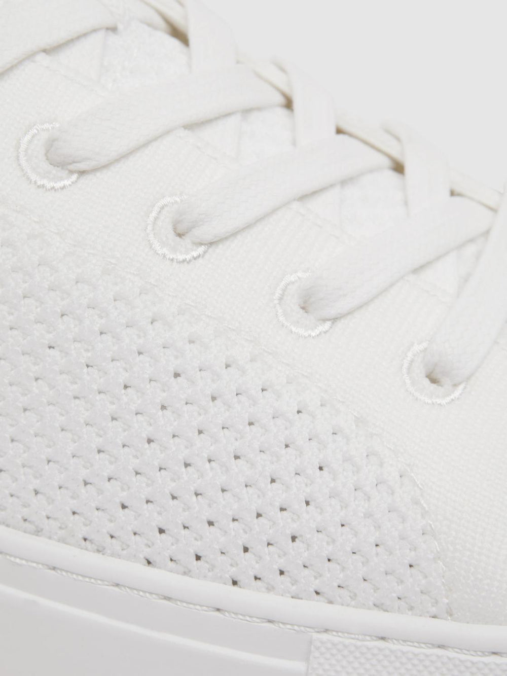 Reiss Trainers | Finley Knit Knit Leather Low Top Trainers White - Men