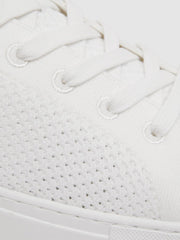 Reiss Trainers | Finley Knit Knit Leather Low Top Trainers White - Men