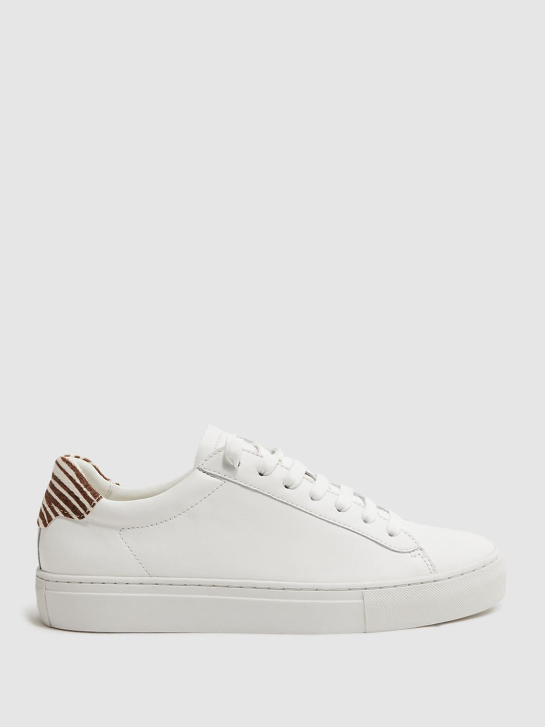 Reiss Trainers | Finley Lace-Up Leather Trainers Biscuit - Women