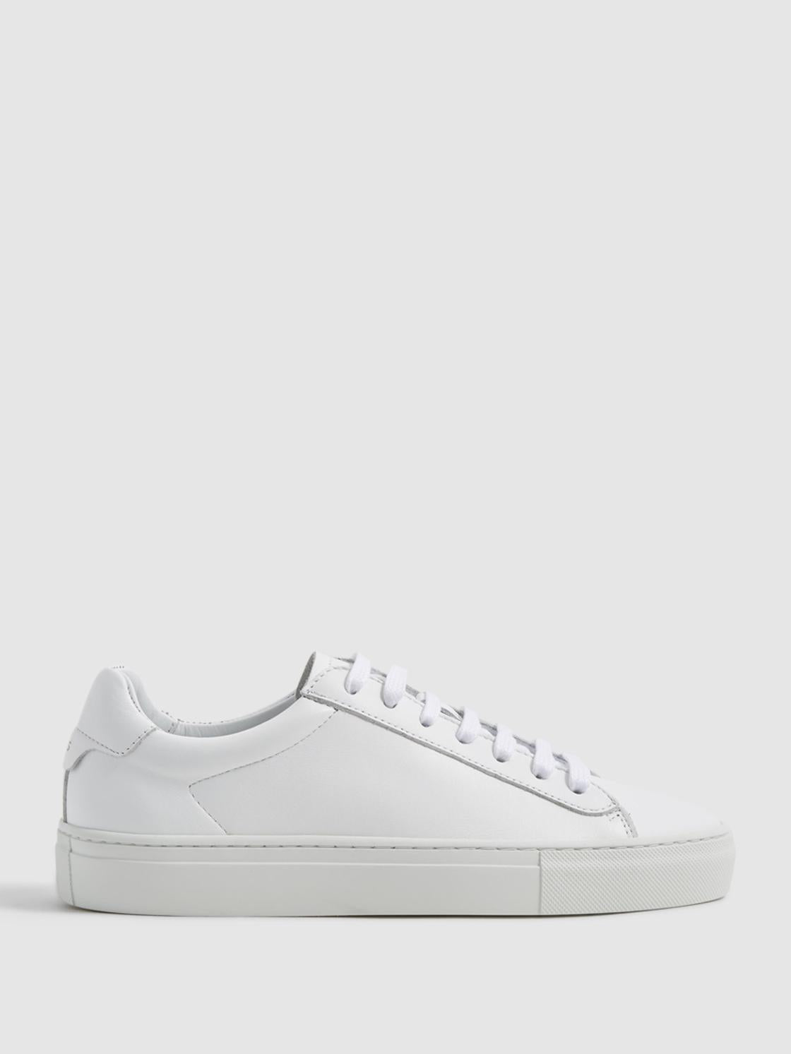 Reiss Trainers | Finley Lace-Up Leather Trainers Biscuit - Women