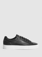 Reiss Trainers | Finley Lace-Up Leather Trainers Biscuit - Women