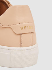 Reiss Trainers | Finley Lace-Up Leather Trainers Biscuit - Women