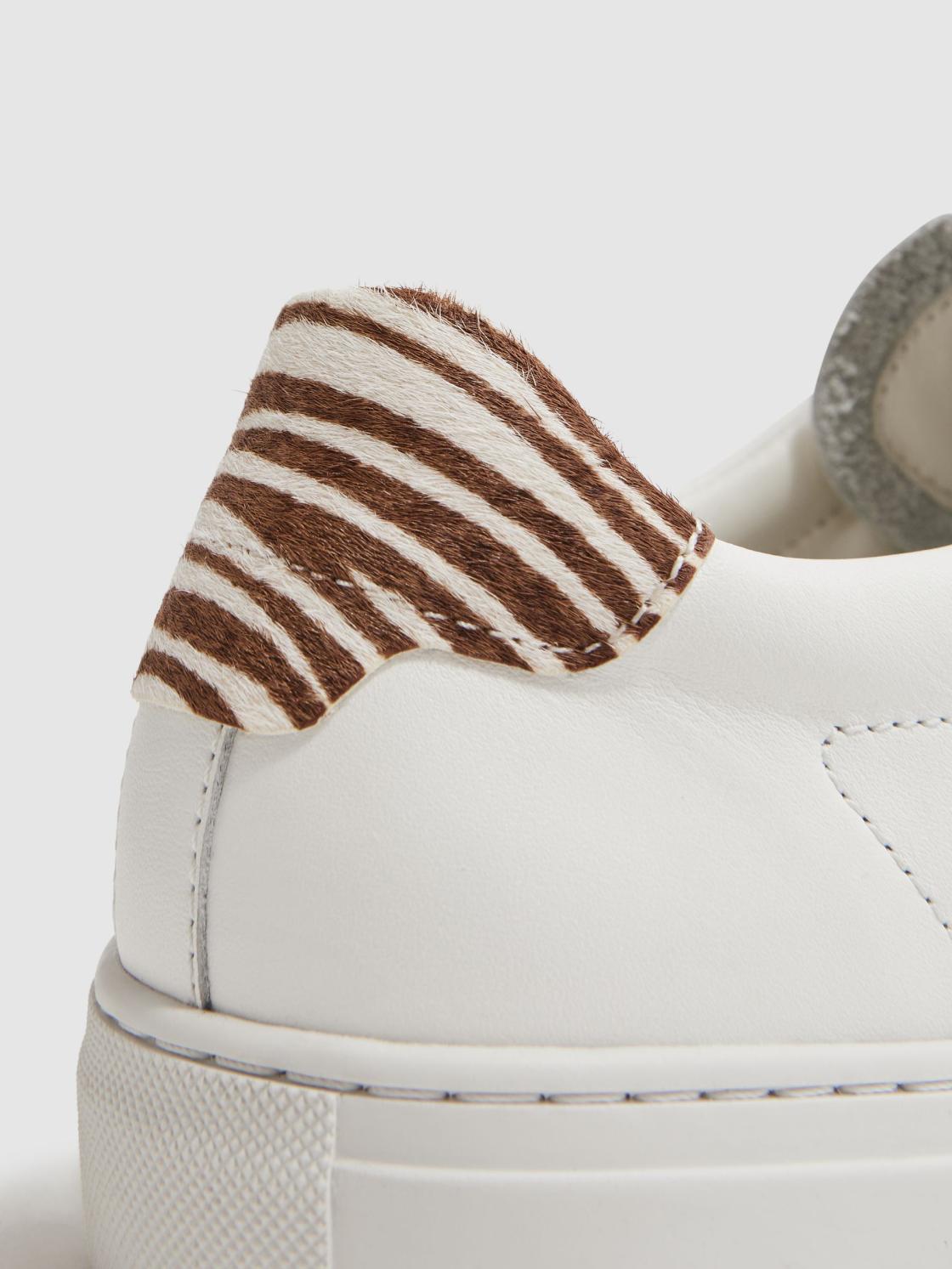 Reiss Trainers | Finley Lace-Up Leather Trainers Biscuit - Women