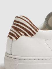 Reiss Trainers | Finley Lace-Up Leather Trainers Biscuit - Women