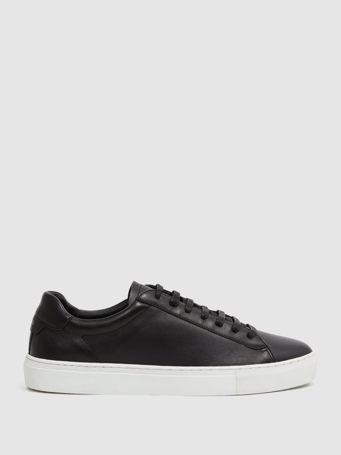 Reiss Trainers | Finley Leather Trainers Black - Men