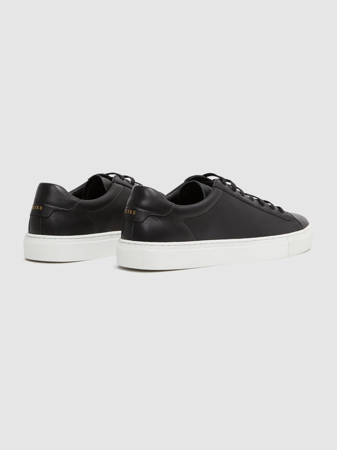 Reiss Trainers | Finley Leather Trainers Black - Men
