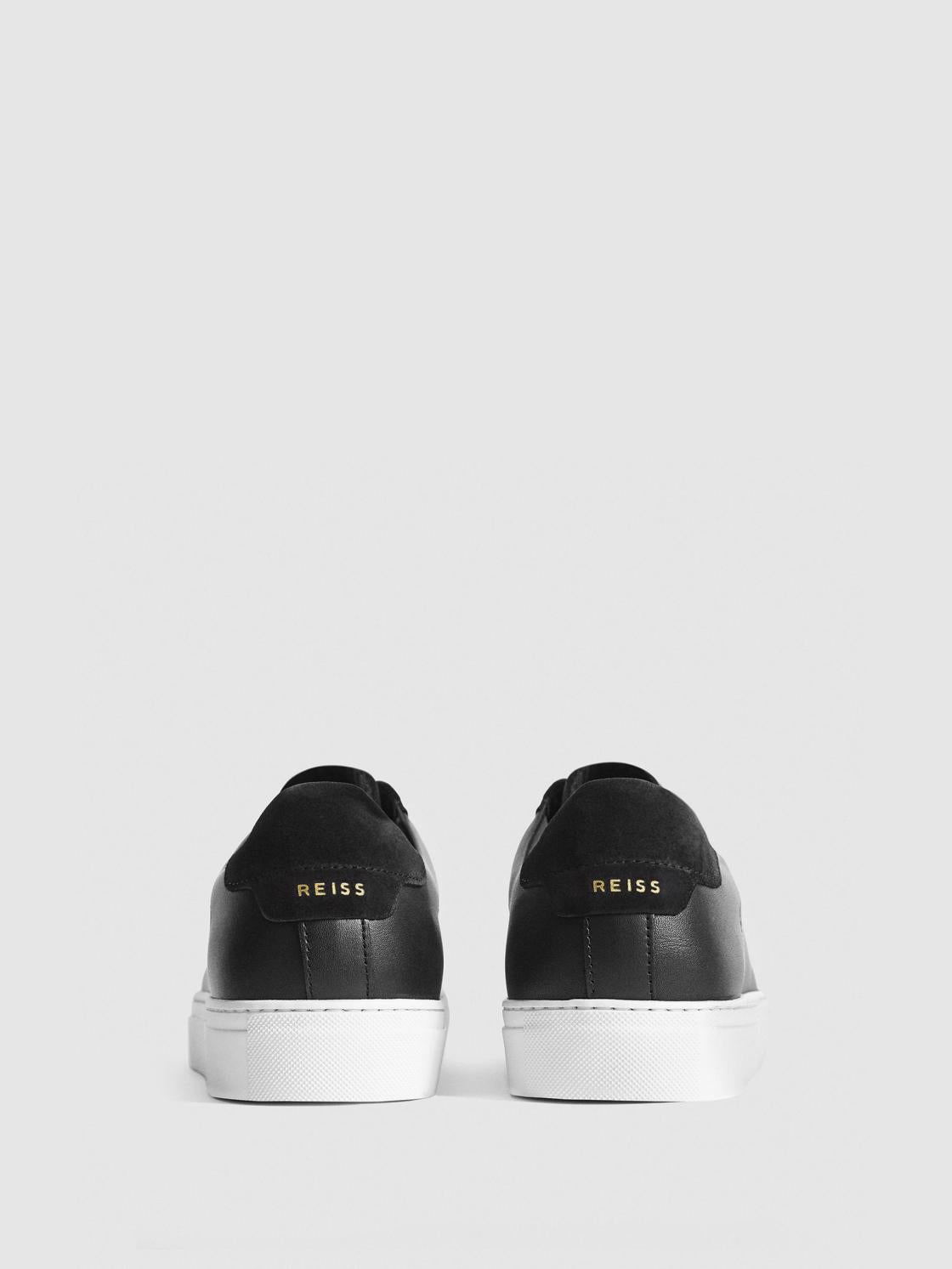 Reiss Trainers | Finley Leather Trainers Black - Men