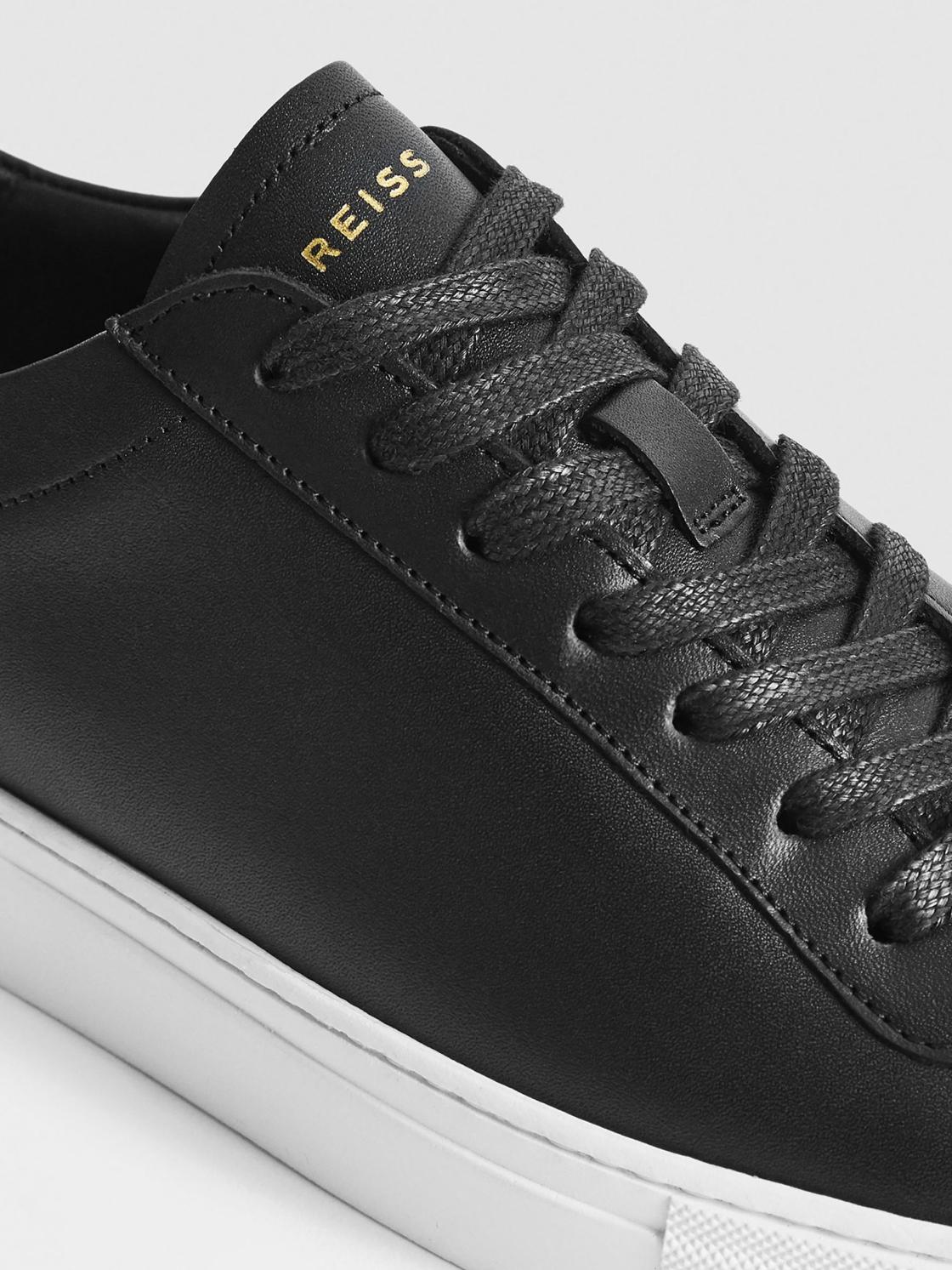 Reiss Trainers | Finley Leather Trainers Black - Men