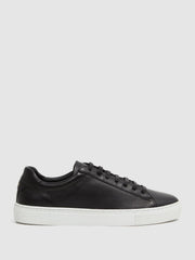 Reiss Trainers | Finley Leather Trainers Black - Men