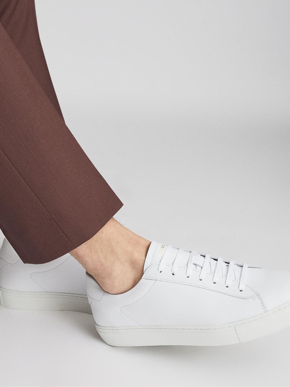 Reiss Trainers | Finley Leather Trainers White - Men