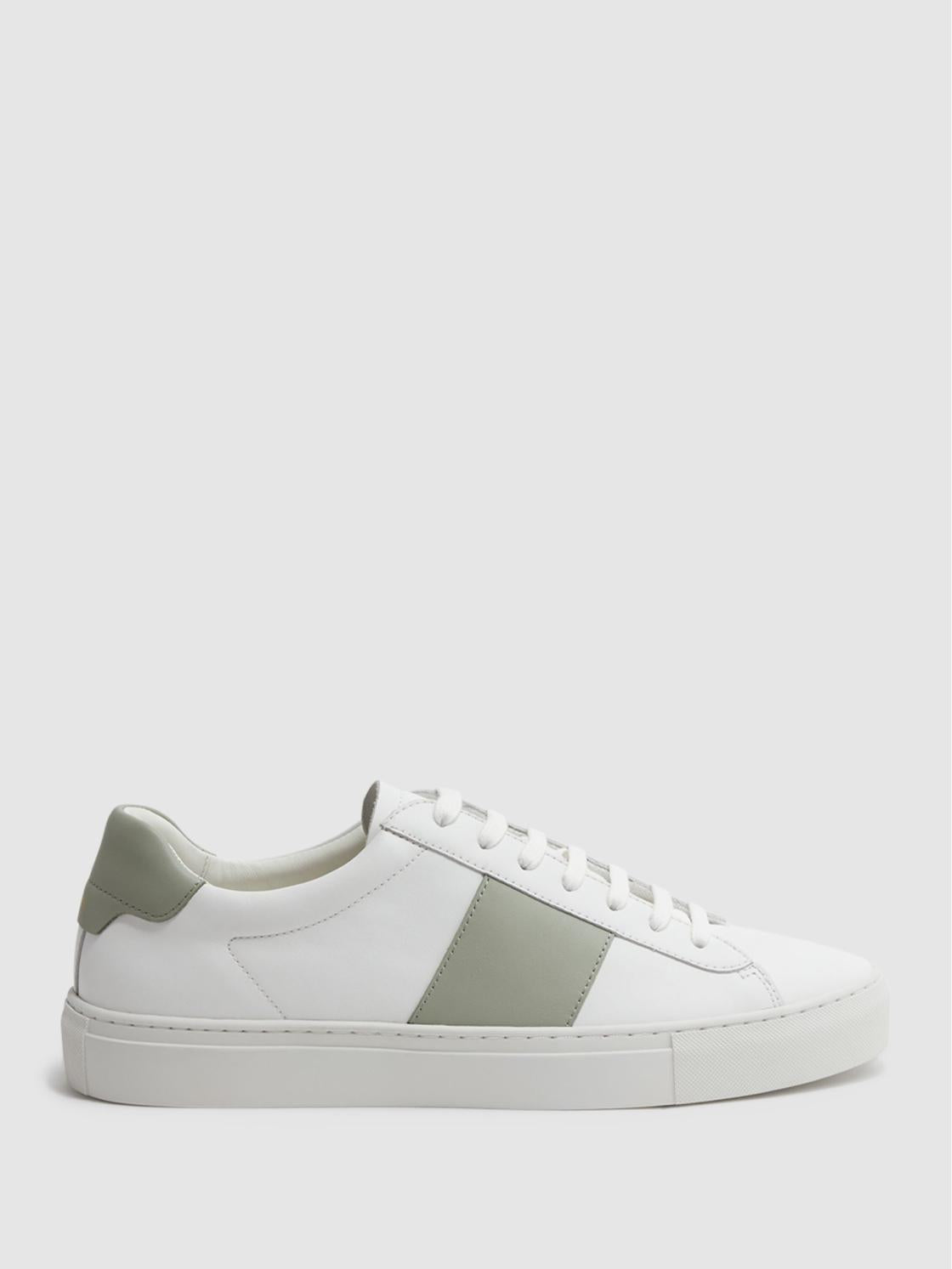 Reiss Trainers | Finley Stripe Leather Trainers White/sage - Men
