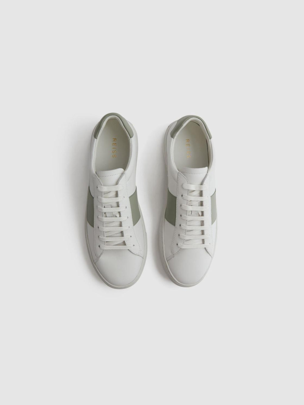 Reiss Trainers | Finley Stripe Leather Trainers White/sage - Men