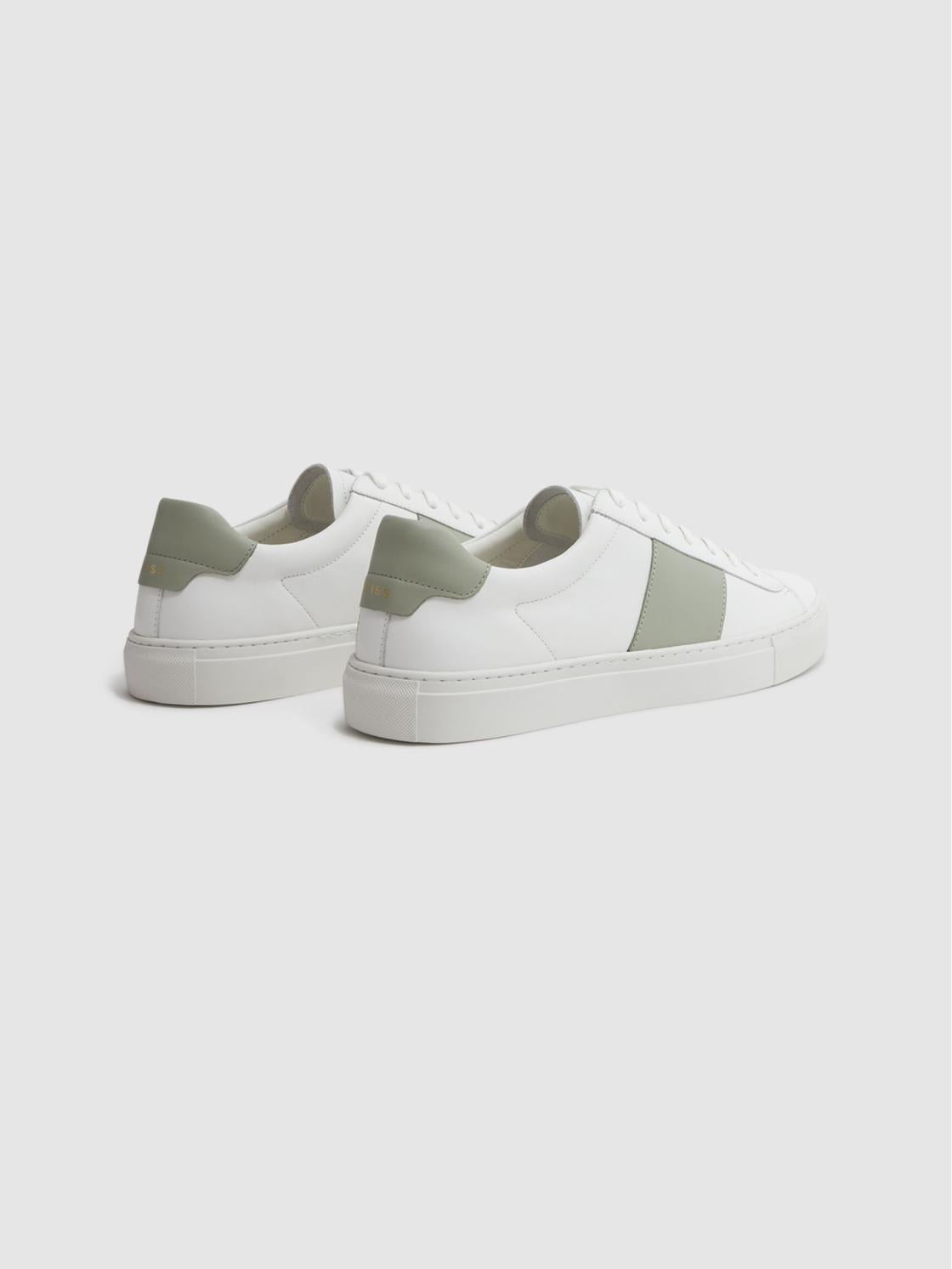 Reiss Trainers | Finley Stripe Leather Trainers White/sage - Men