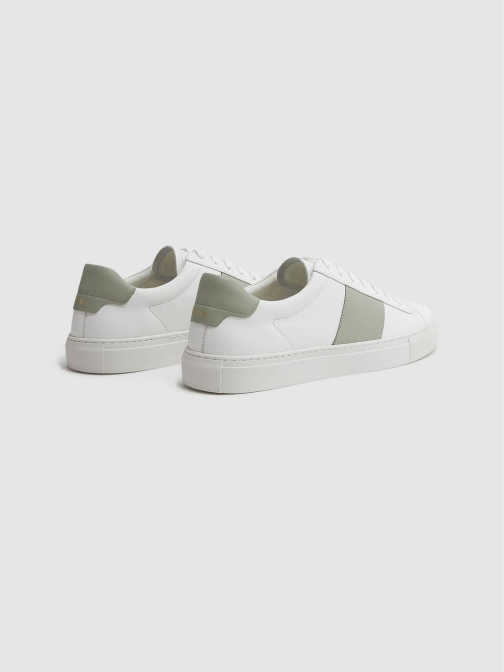 Reiss Trainers | Finley Stripe Leather Trainers White/sage - Men