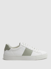 Reiss Trainers | Finley Stripe Leather Trainers White/sage - Men