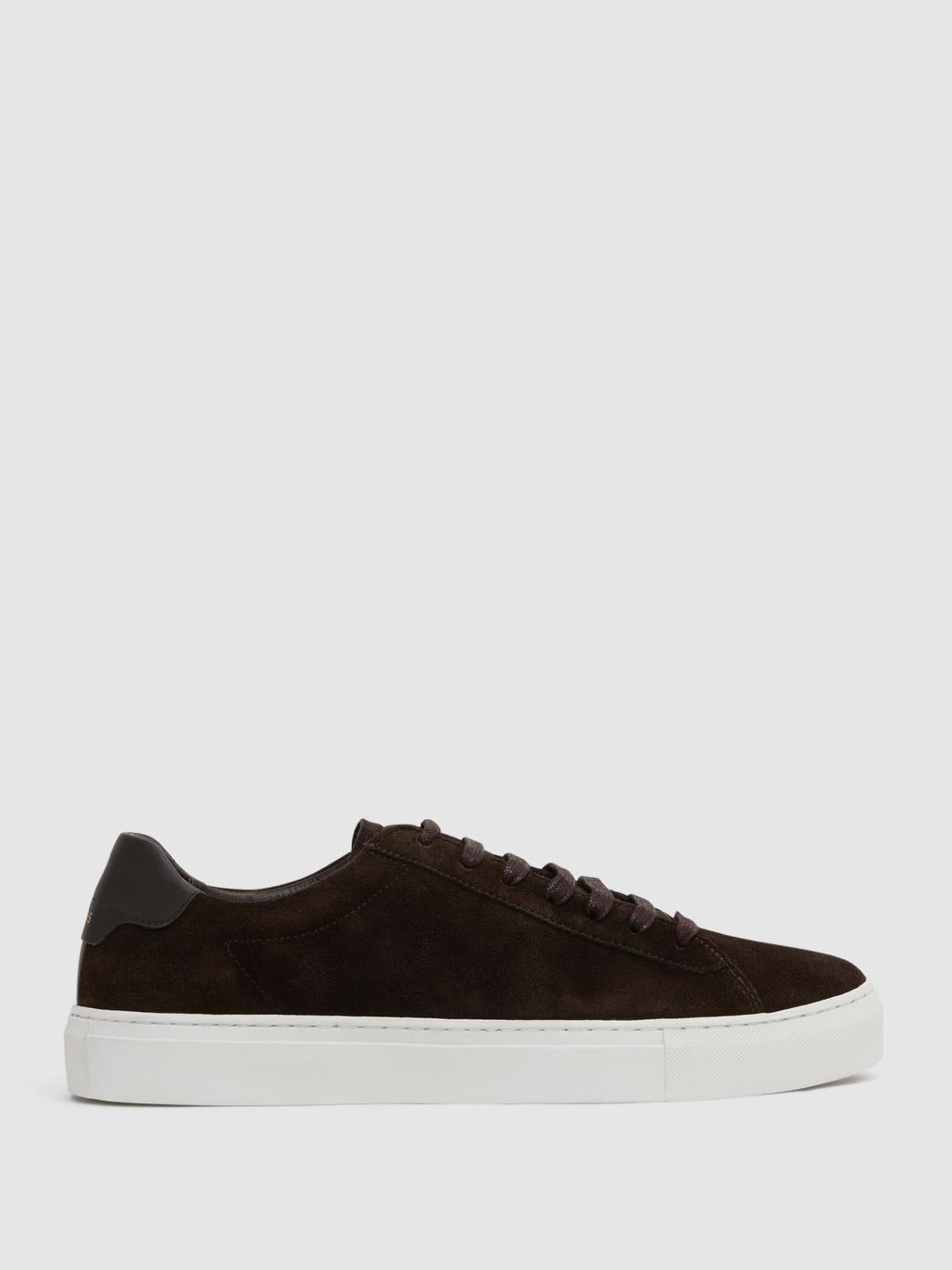 Reiss Trainers | Finley Suede Suede Trainers Chocolate - Men