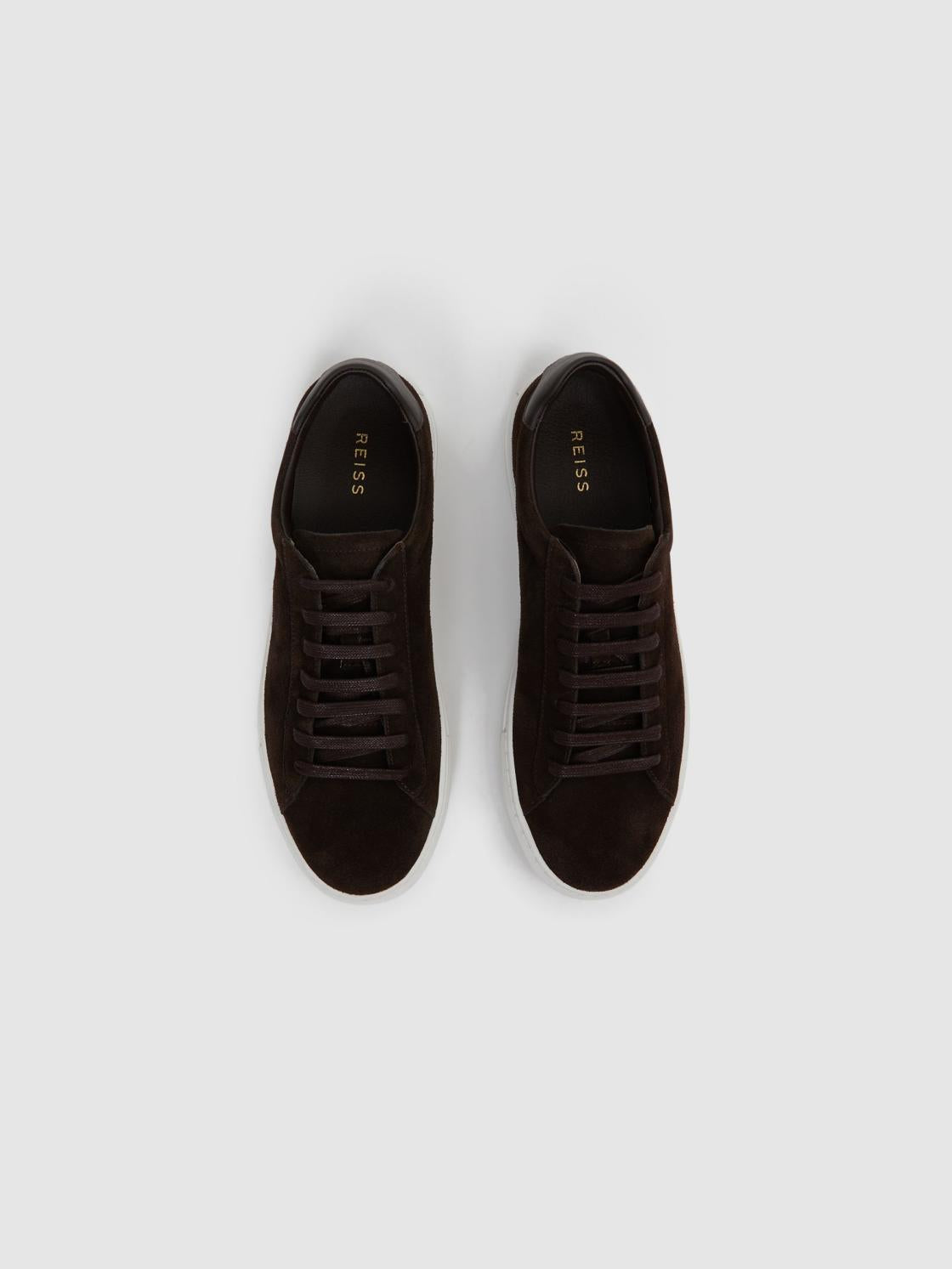 Reiss Trainers | Finley Suede Suede Trainers Chocolate - Men