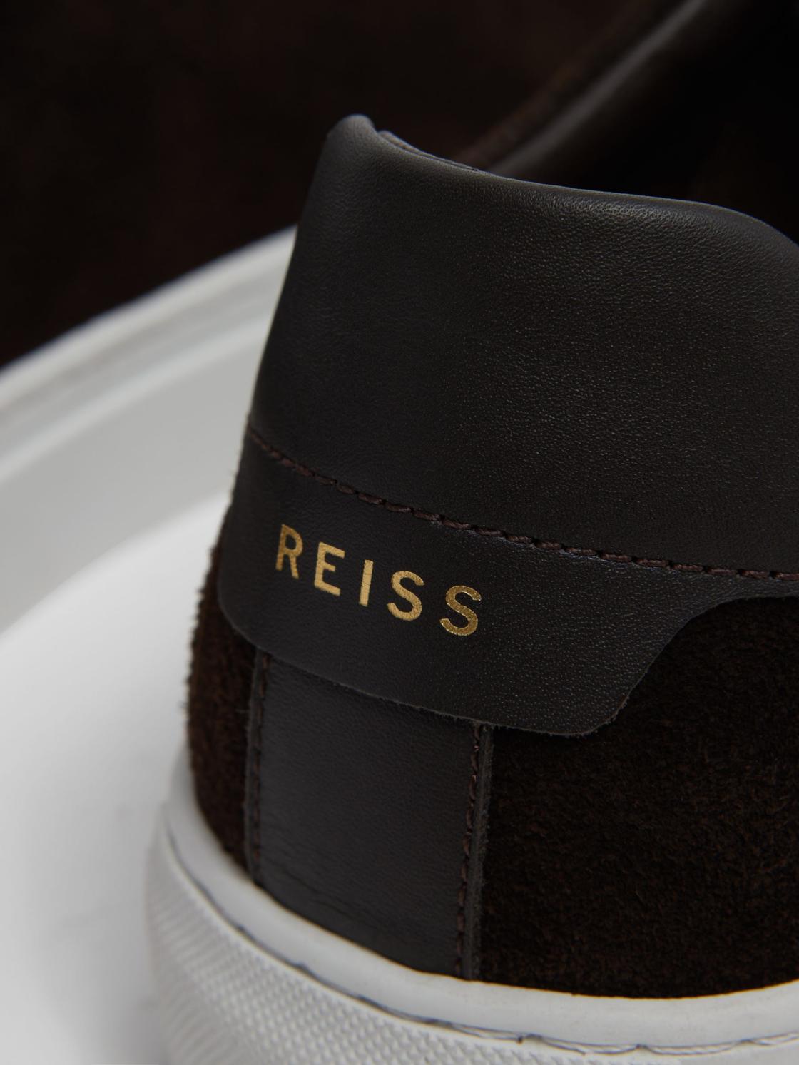 Reiss Trainers | Finley Suede Suede Trainers Chocolate - Men