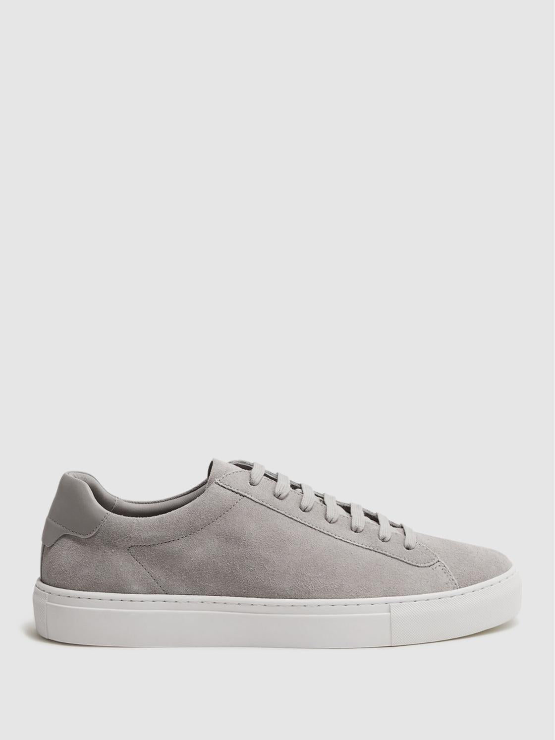 Reiss Trainers | Finley Suede Suede Trainers Light Grey - Men