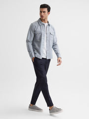 Reiss Trainers | Finley Suede Suede Trainers Light Grey - Men