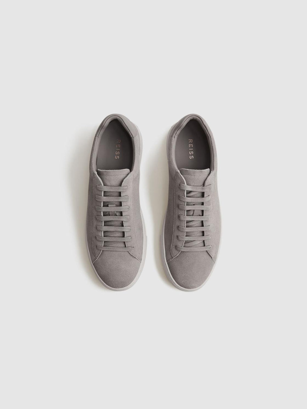 Reiss Trainers | Finley Suede Suede Trainers Light Grey - Men