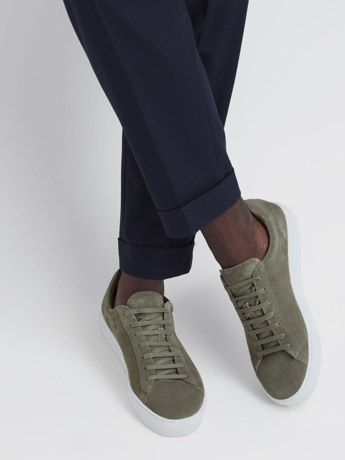 Reiss Trainers | Finley Suede Suede Trainers Sage - Men