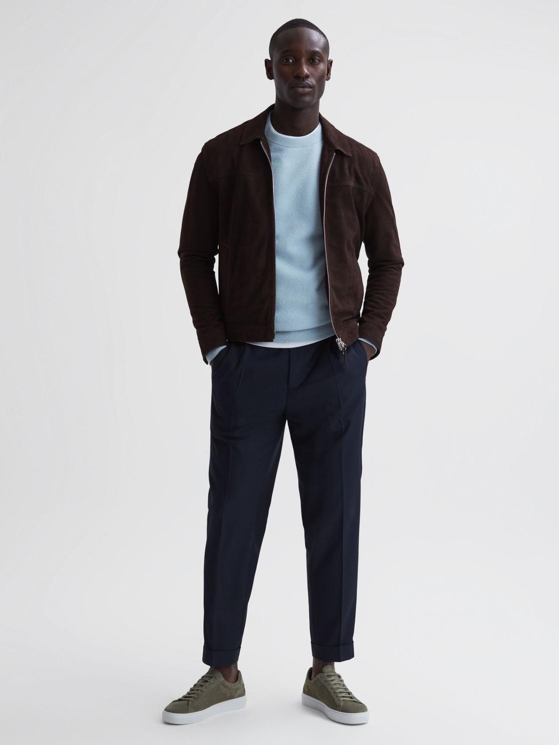 Reiss Trainers | Finley Suede Suede Trainers Sage - Men