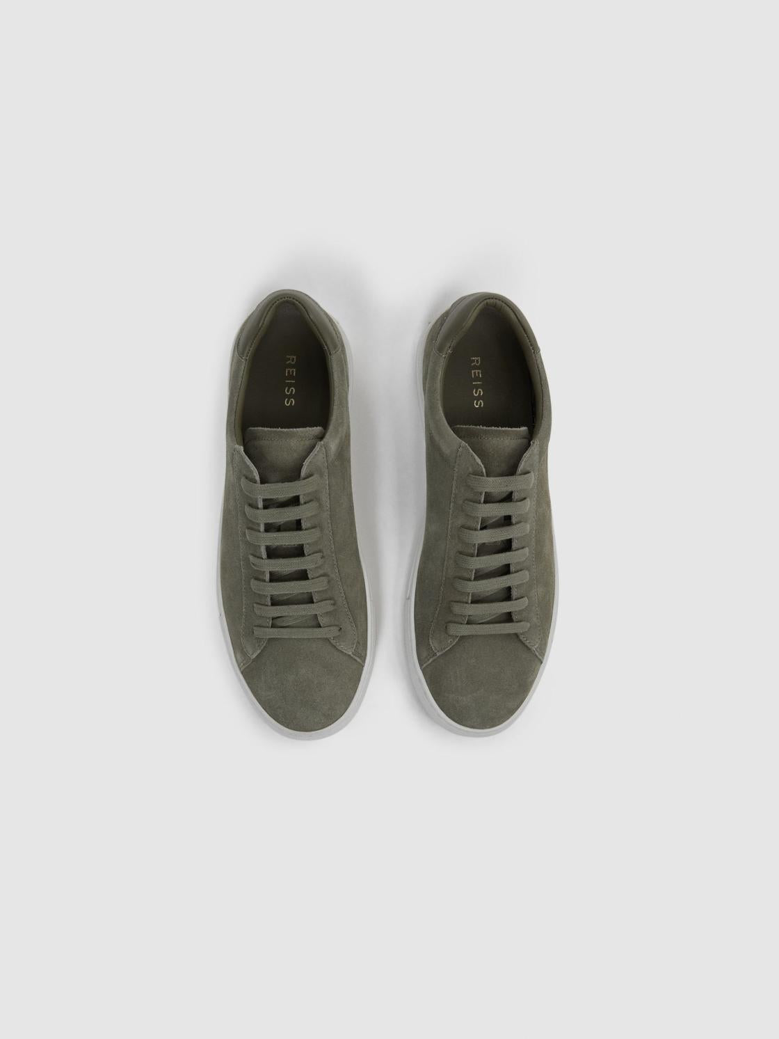Reiss Trainers | Finley Suede Suede Trainers Sage - Men