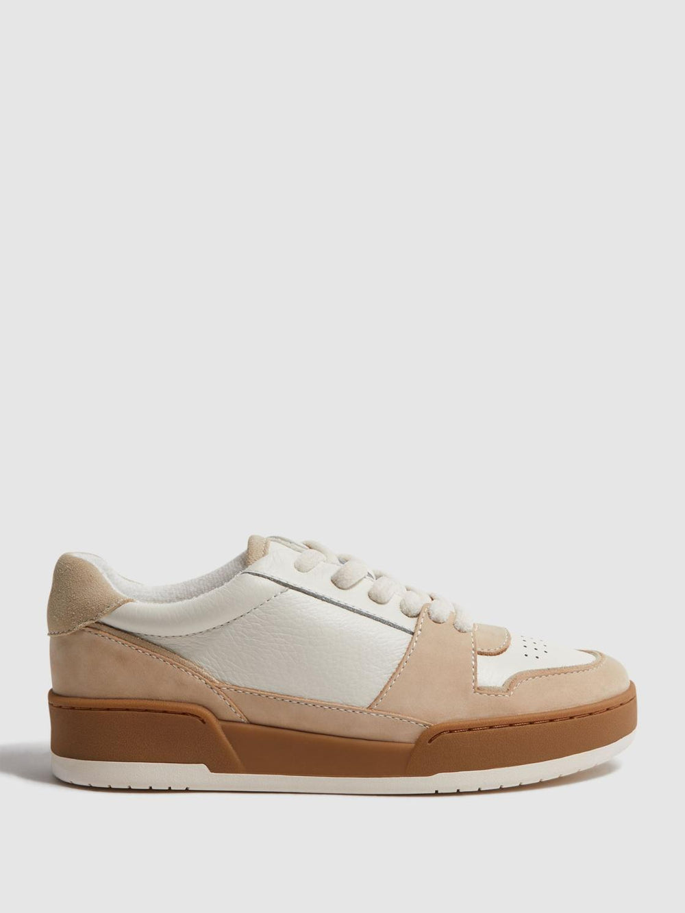 Reiss Trainers | Frankie Leather Suede Low Cut Trainers Taupe - Women