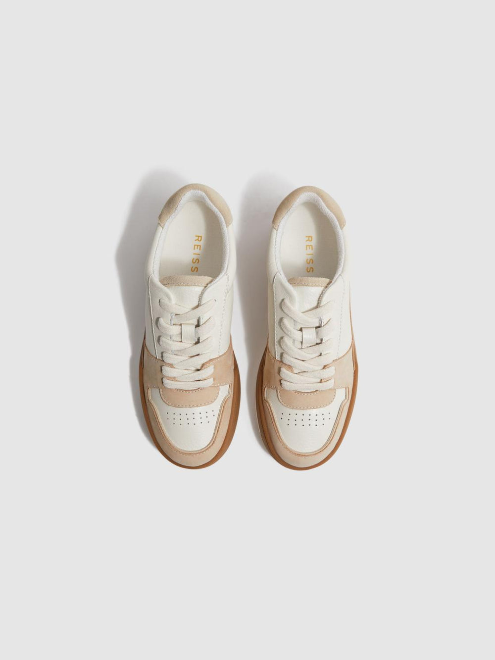 Reiss Trainers | Frankie Leather Suede Low Cut Trainers Taupe - Women