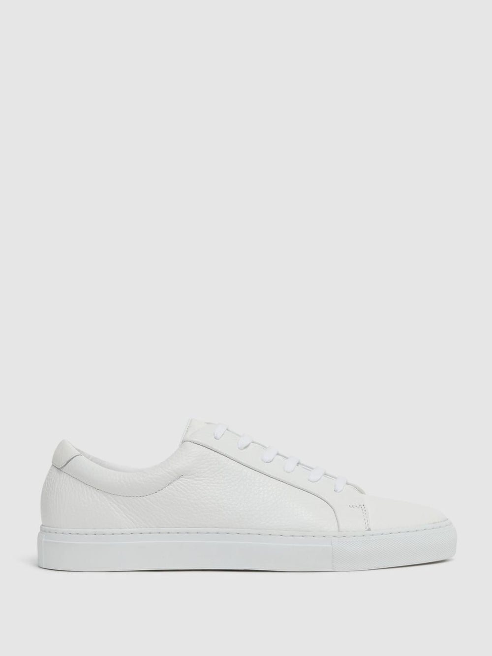 Reiss Trainers | Luca Tumbled Tumbled Leather Sneakers White - Men