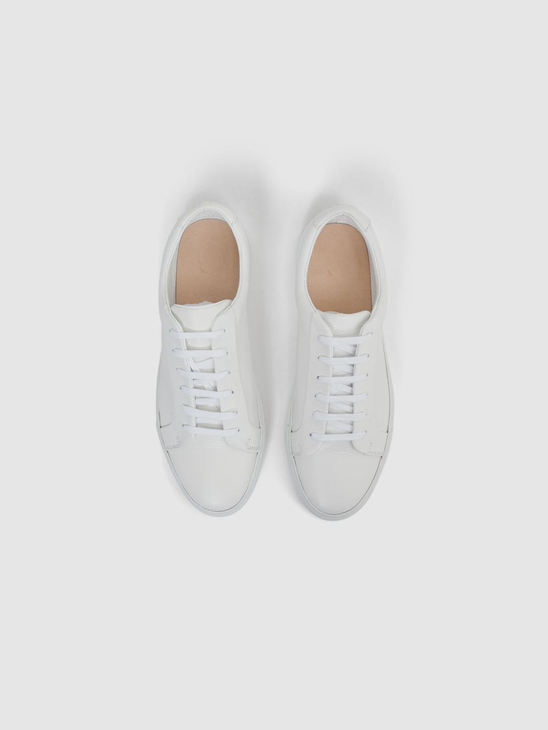 Reiss Trainers | Luca Tumbled Tumbled Leather Sneakers White - Men