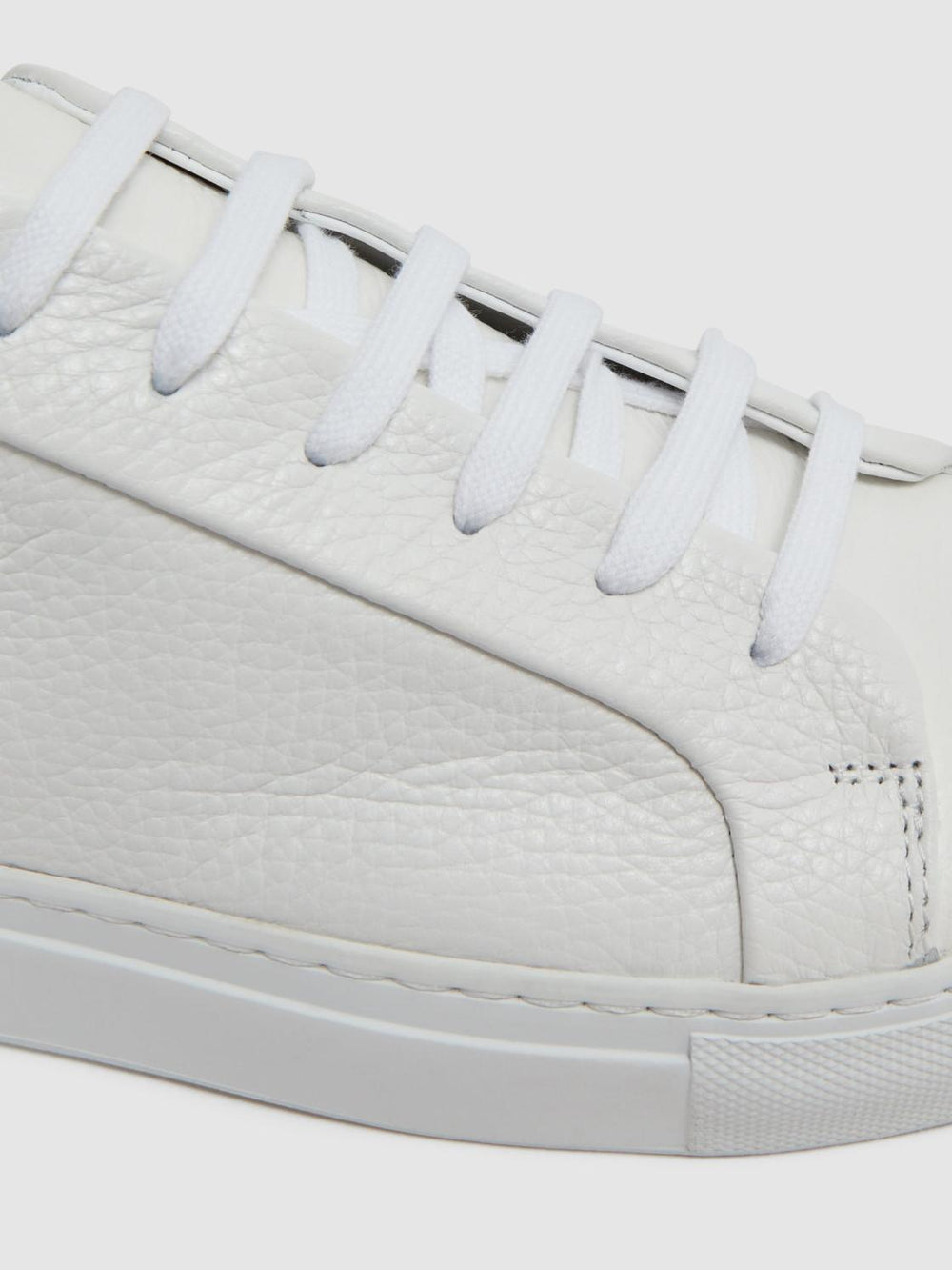 Reiss Trainers | Luca Tumbled Tumbled Leather Sneakers White - Men