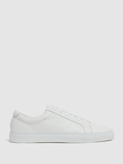 Reiss Trainers | Luca Tumbled Tumbled Leather Sneakers White - Men