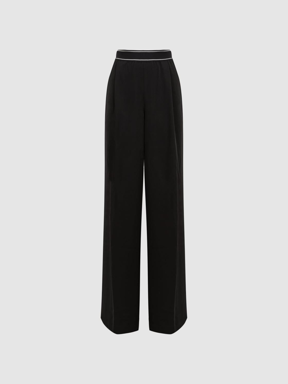 Reiss Trousers | Abigail Wide Leg Elasticated Trousers Black - Women