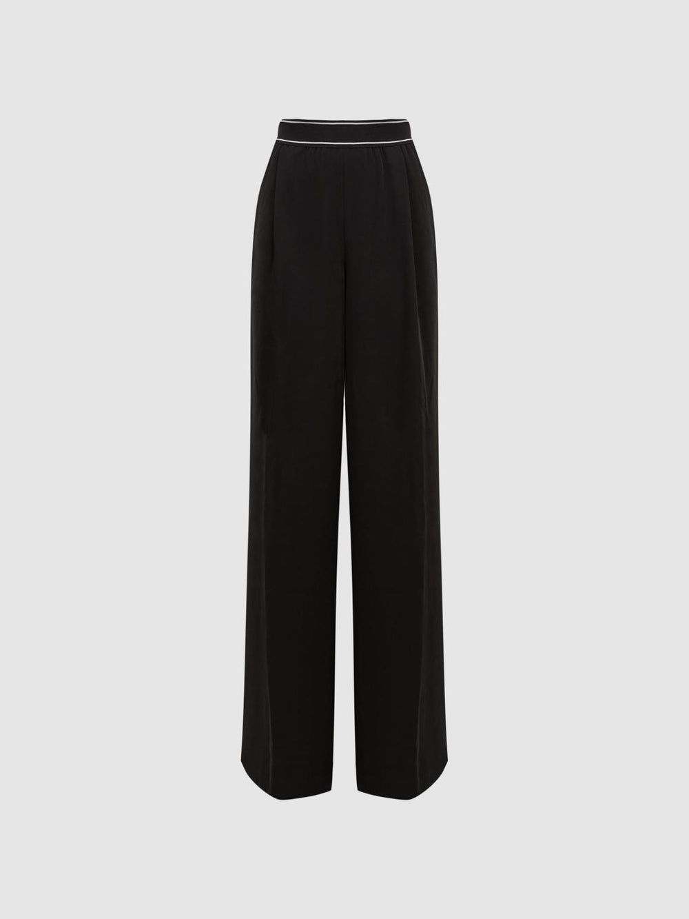 Reiss Trousers | Abigail Wide Leg Elasticated Trousers Black - Women