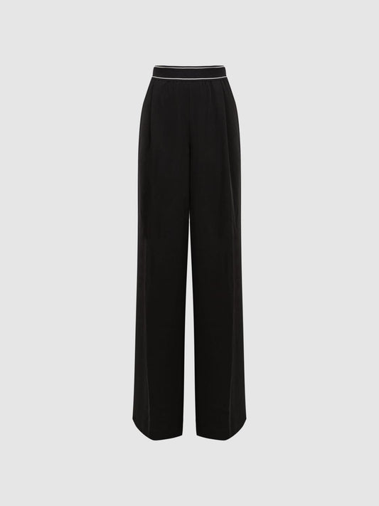 Reiss Trousers | Abigail Wide Leg Elasticated Trousers Black - Women