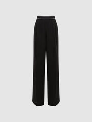 Reiss Trousers | Abigail Wide Leg Elasticated Trousers Black - Women