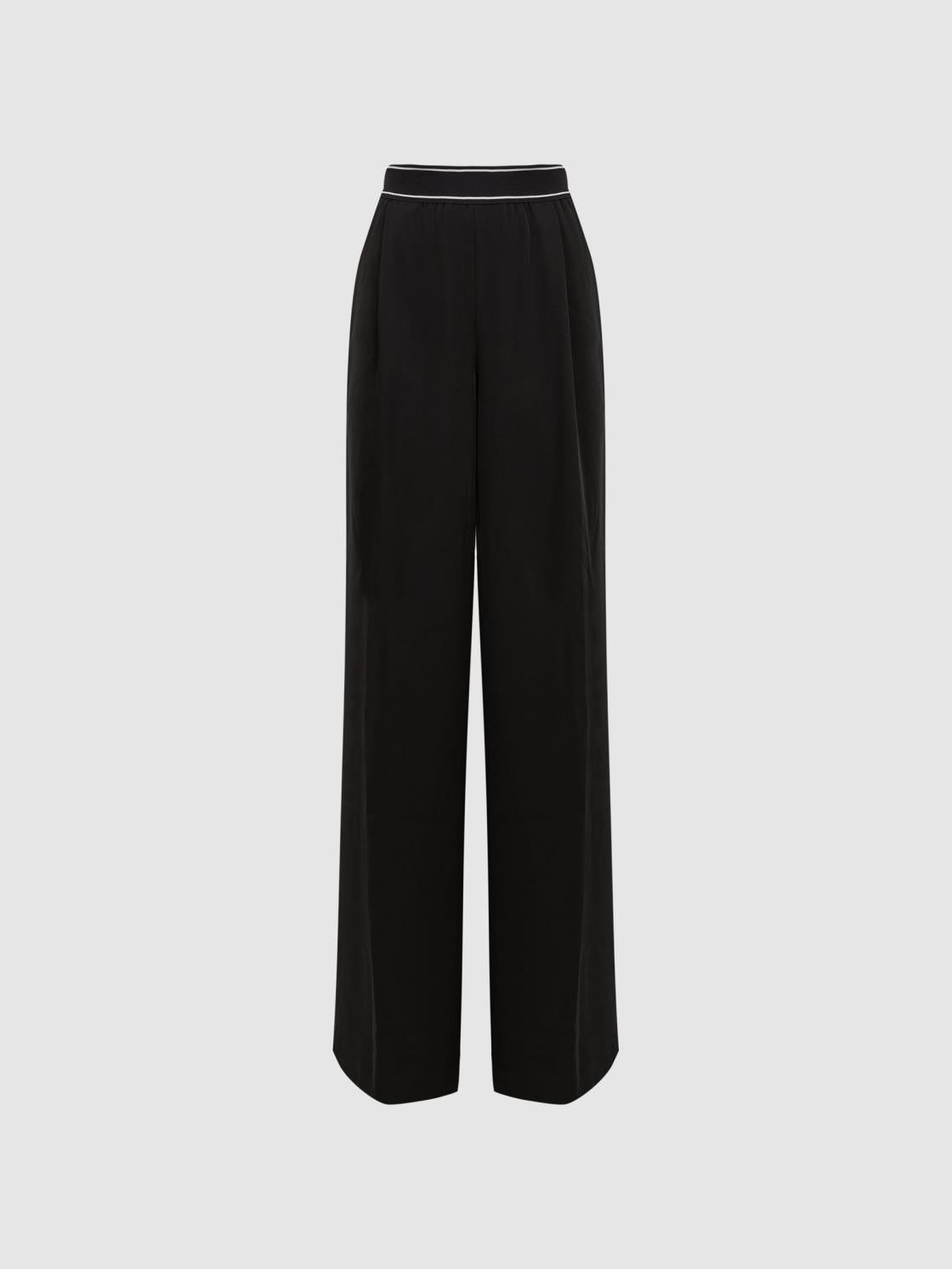 Reiss Trousers | Abigail Wide Leg Elasticated Trousers Black - Women