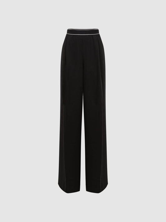 Reiss Trousers | Abigail Wide Leg Elasticated Trousers Black - Women