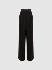 Reiss Trousers | Abigail Wide Leg Elasticated Trousers Black - Women