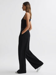 Reiss Trousers | Abigail Wide Leg Elasticated Trousers Black - Women