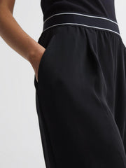 Reiss Trousers | Abigail Wide Leg Elasticated Trousers Black - Women