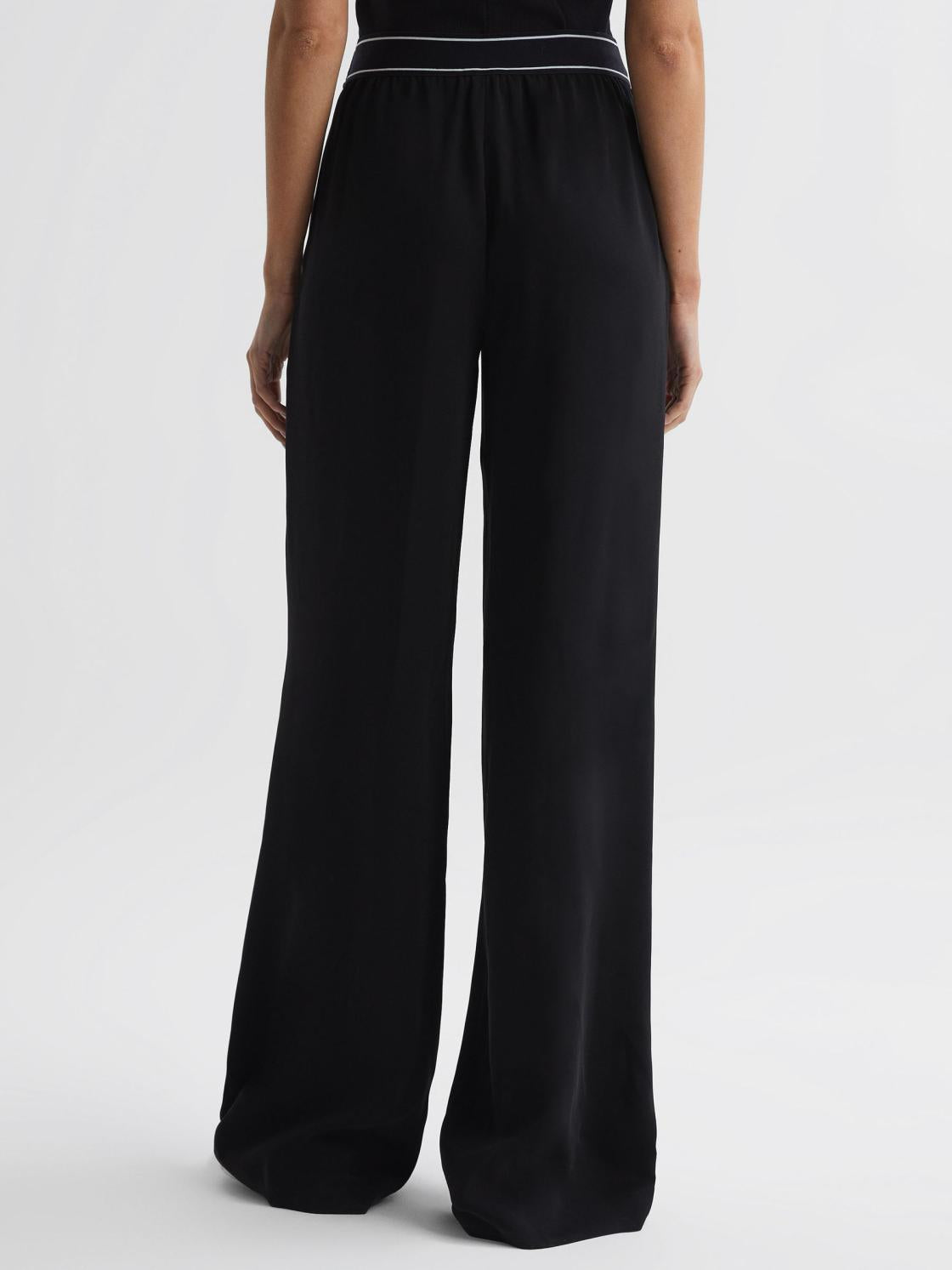 Reiss Trousers | Abigail Wide Leg Elasticated Trousers Black - Women