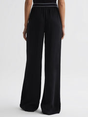 Reiss Trousers | Abigail Wide Leg Elasticated Trousers Black - Women
