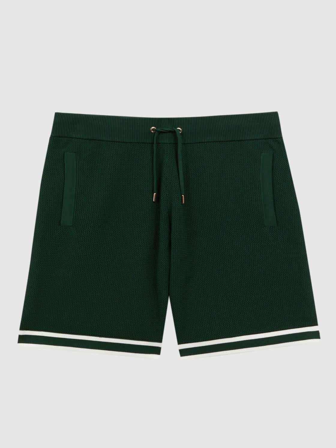 Reiss Trousers | Andre Reiss | Ché Knitted Drawstring Shorts Dark Green - Men