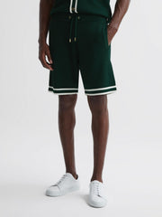 Reiss Trousers | Andre Reiss | Ché Knitted Drawstring Shorts Dark Green - Men