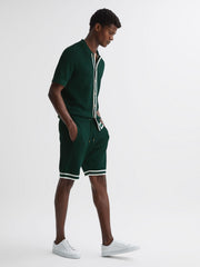 Reiss Trousers | Andre Reiss | Ché Knitted Drawstring Shorts Dark Green - Men
