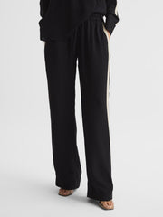 Reiss Trousers | Aria Wide Leg Stripe Trousers Black - Women